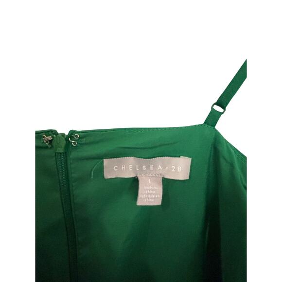 Chelsea28 Midi Dress Womens Large Faux Wrap Ruffle A-Line Green Drape Sleeveless - Picture 5 of 6